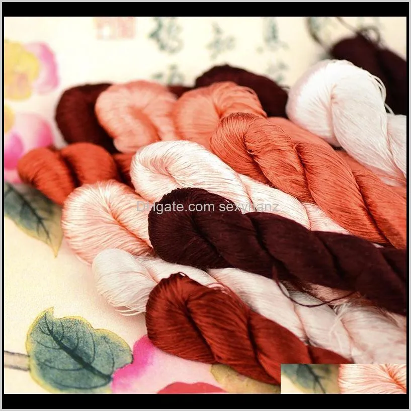 100% silk thread hand embroidery embroider cross stitch 1pcs 400m silk embroidery thread dark orange series 13 pure colors1