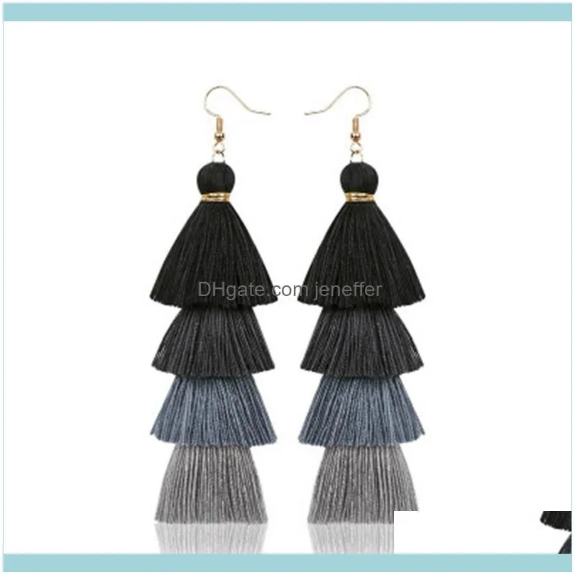 FactoryDEAI handmade Anti multi-layer allergy long Bohemian Tassel fashion Earrings pendant women`s jewelry
