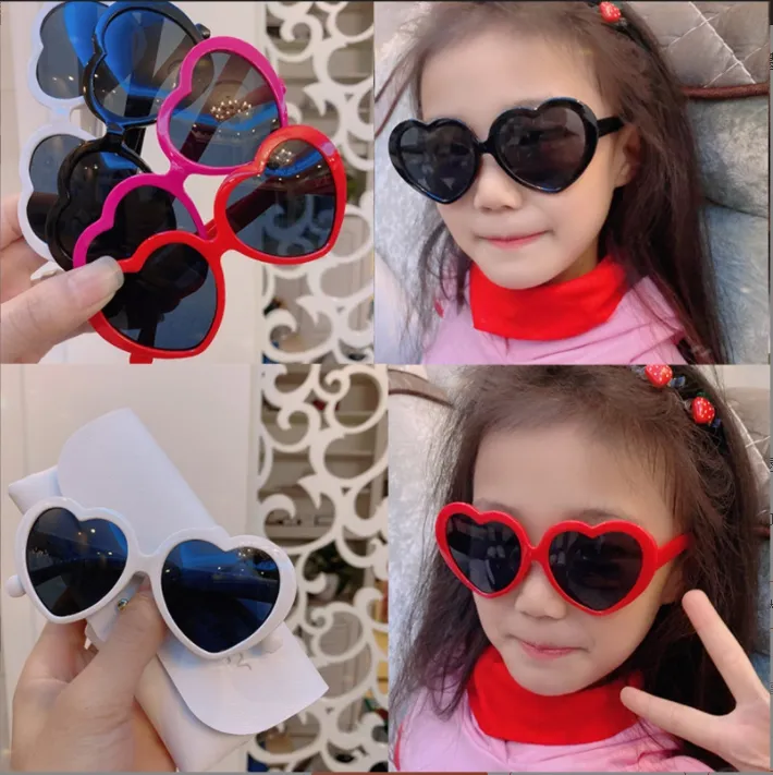 Lunettes de soleil pour enfants, monture en forme de cœur, mignonnes, sauvages, pour voyage en plein air, Anti-Uv, tendance, vente en gros