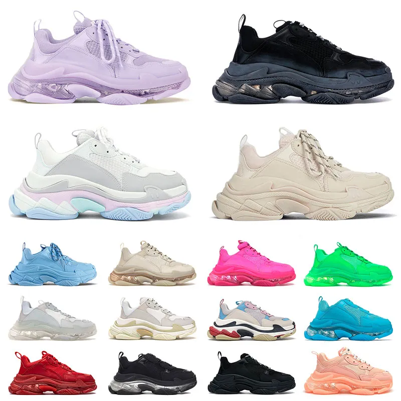 Designer Shoes Platform Sneakers Trainer Clear Sole Neon Green Purple Retro Black Ivory Blue Beige White Balencigas Luxurys Designers 2022 Triple S