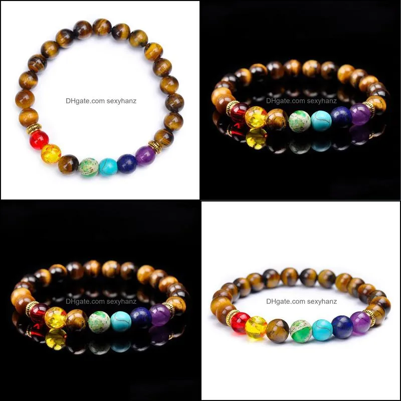 Chakra Bracelet Healing Balance Beads Reiki Buddha Natural Stone Gifts Yoga Bracelets For Women Men Fashions Jewelry S Beaded, Strands