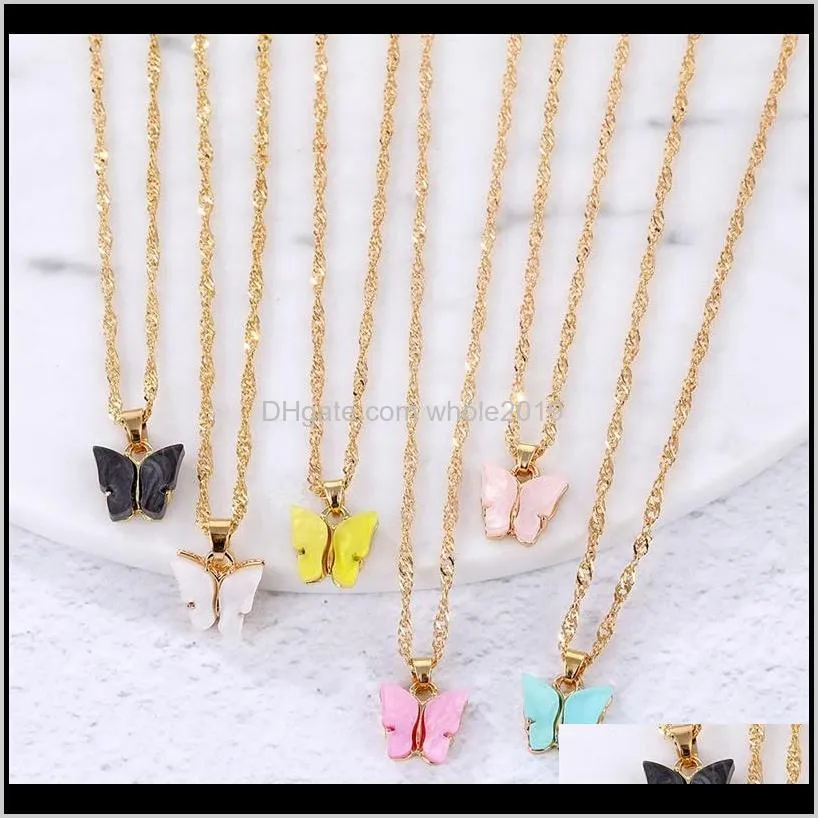 ifmia fashion butterfly pendant necklace boho pink gold color necklaces for women girl elegant choker 2020 sweet jewelry gift1