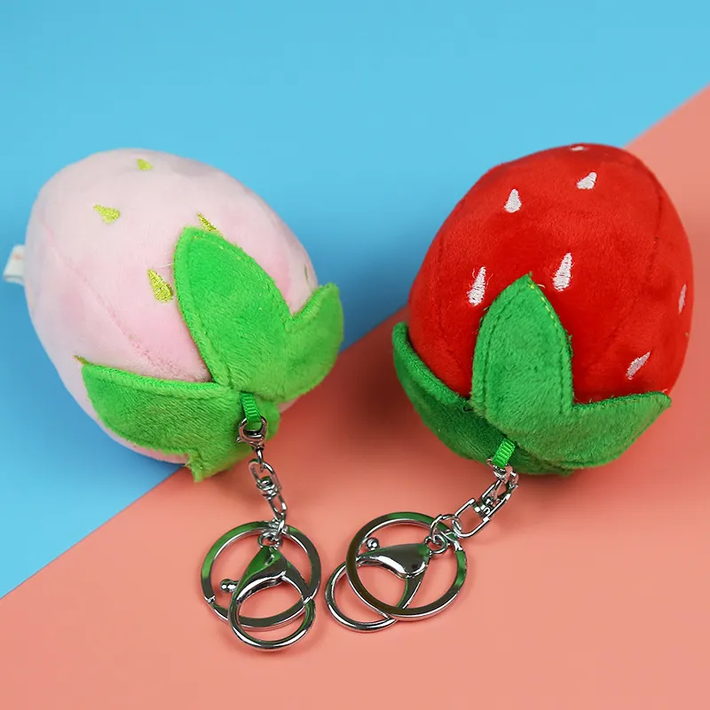 10Pieces/Lot Strawberry doll plush key chain toy bag key chain ornaments cute catching machine doll for classmates and girlfriends