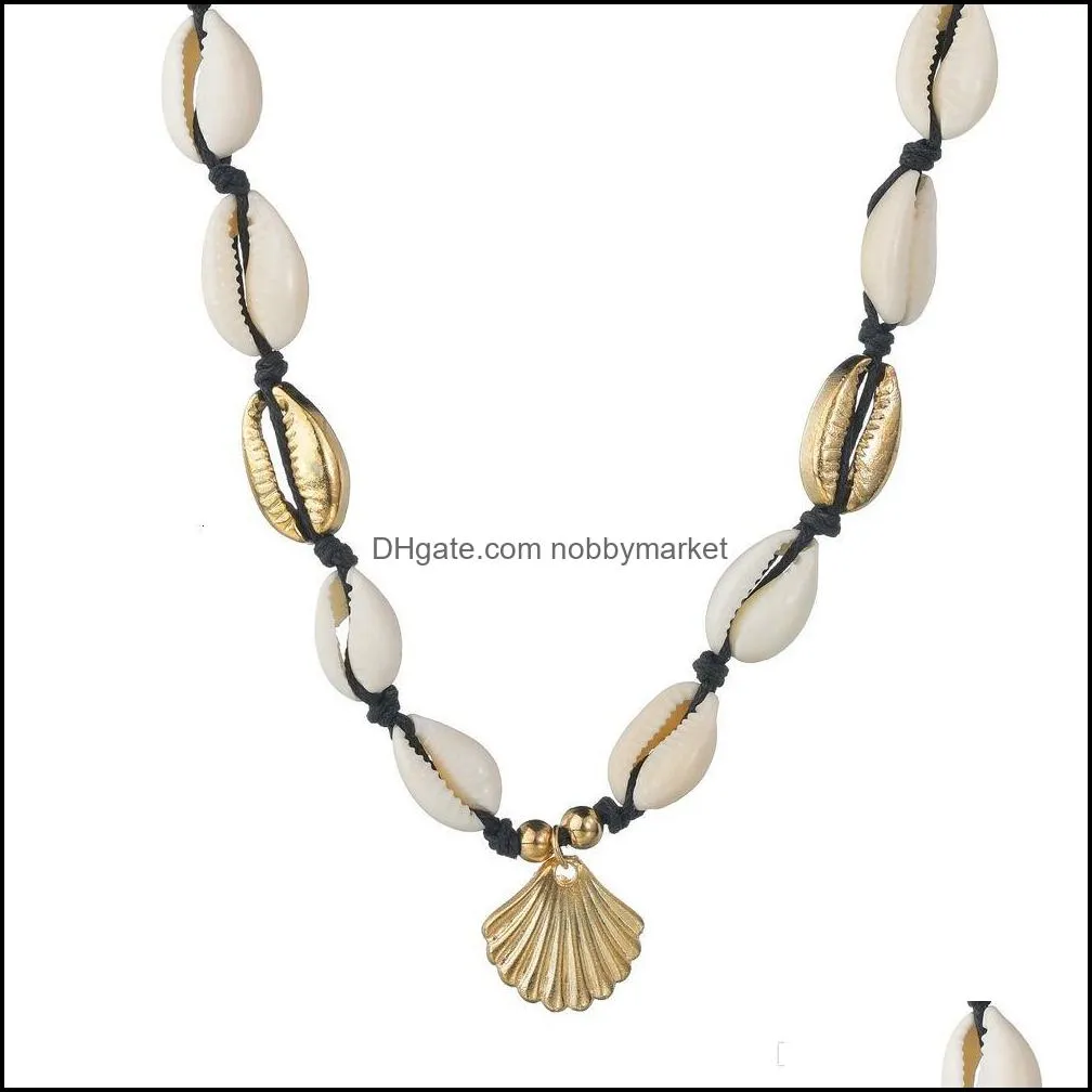 Women Shell Jewelry Ornaments Fashion Sandy Beach Pendant Pure Manual Natural Shell Alloy Scallop In Shell Pendeloque Cut Necklace