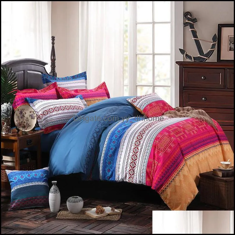 Bedding Sets Bohemian National Set Ethnic 100% Cotton Queen King Size 220x240 Duvet Cover Bed Linen Bedclothes For Home