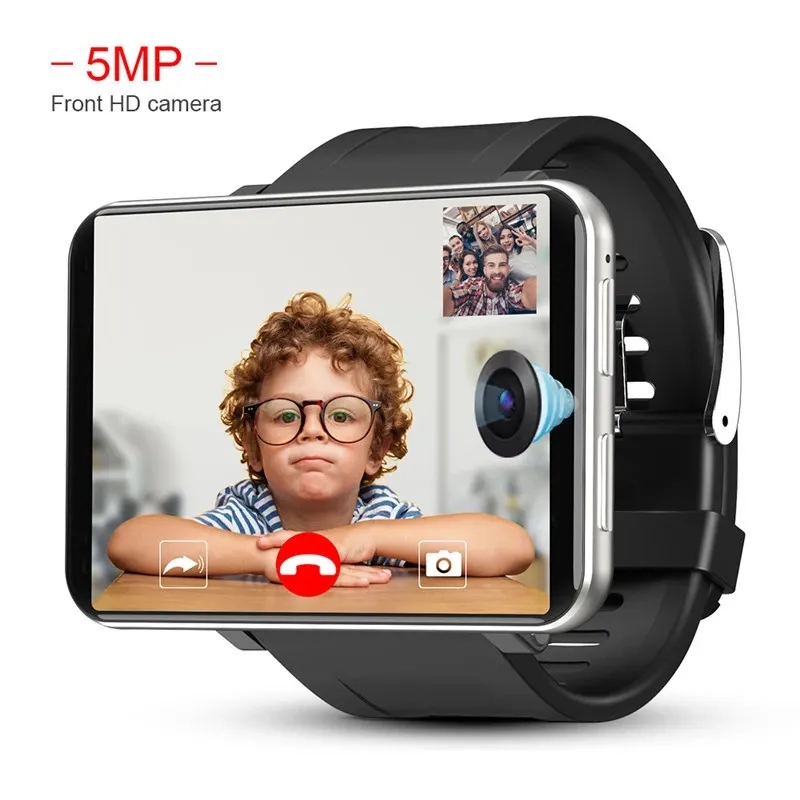 DM100 Smart Watch 2.86" Écran IPS HD 4G LTE Android 7.1 MTK6739 Quad Core 2700mAh 3GB 32GB / 1GB 16GB Wifi 5MP Smartwatch Prend en charge la carte SIM