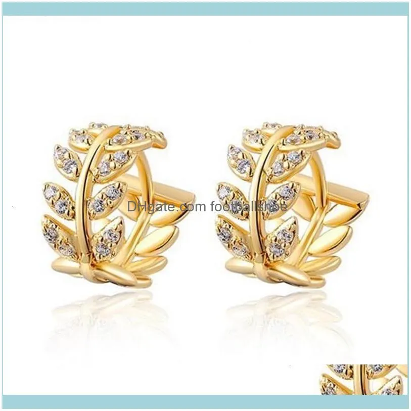 FactoryFDIFfresh Fashionable new Diamond small Tree and simple temperament Willow Leaf Earrings