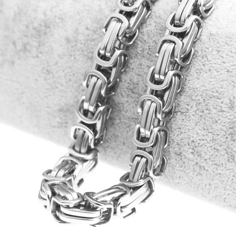 6 8 12 15mm High Quality Stainless Steel Silver Color Srong Handmade Byzantine Box Link Chain Men's Necklace Or Bracelet 1PCS233L