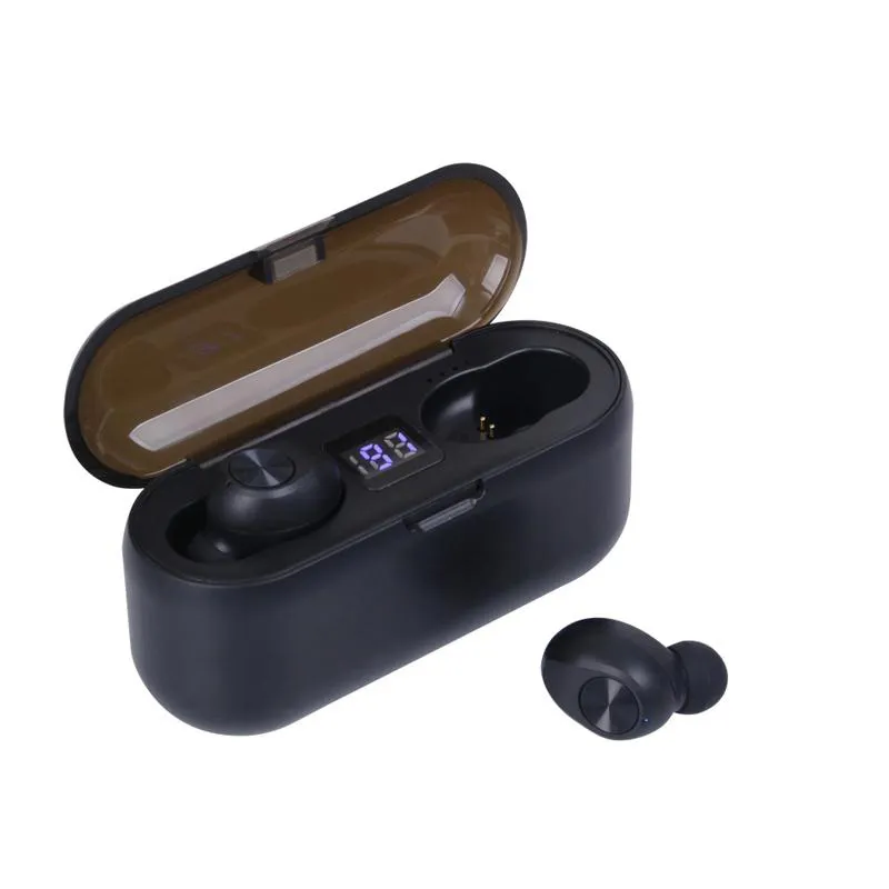 Écouteurs sans fil de haute qualité Bluetooth V5.0 F9 TWS Casque HiFi Stéréo Écouteurs LED Affichage Contrôle Tactile 2000mAh Power Bank Casque avec1