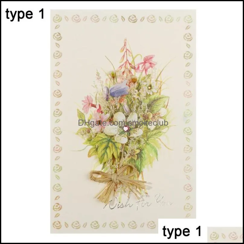 Greeting Cards Blessing With Envelopes Especially For You Wedding Party Festival Supplies Handwritten Dried Flower Card 21*14cm