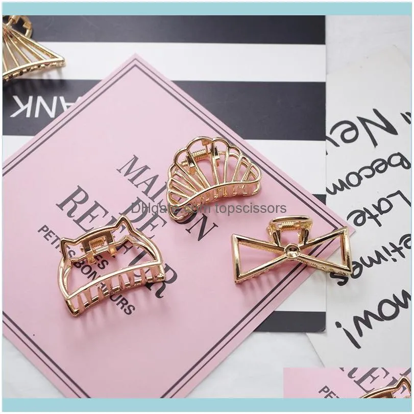 Fashion Women Gold Geometric Simple Alloy Hollow Hair Clips Hairpin Headband Holder Claw Vintage Accessories1