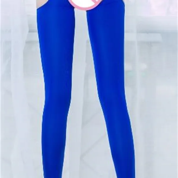 Fashion (Blue)Shiny Open Crotch Tight Pencil Pants Hollow Out Yoga Leggings  Sheer See Through Oil Glossy Elastic Shaping Pants Candy Color DOU @ Best  Price Online