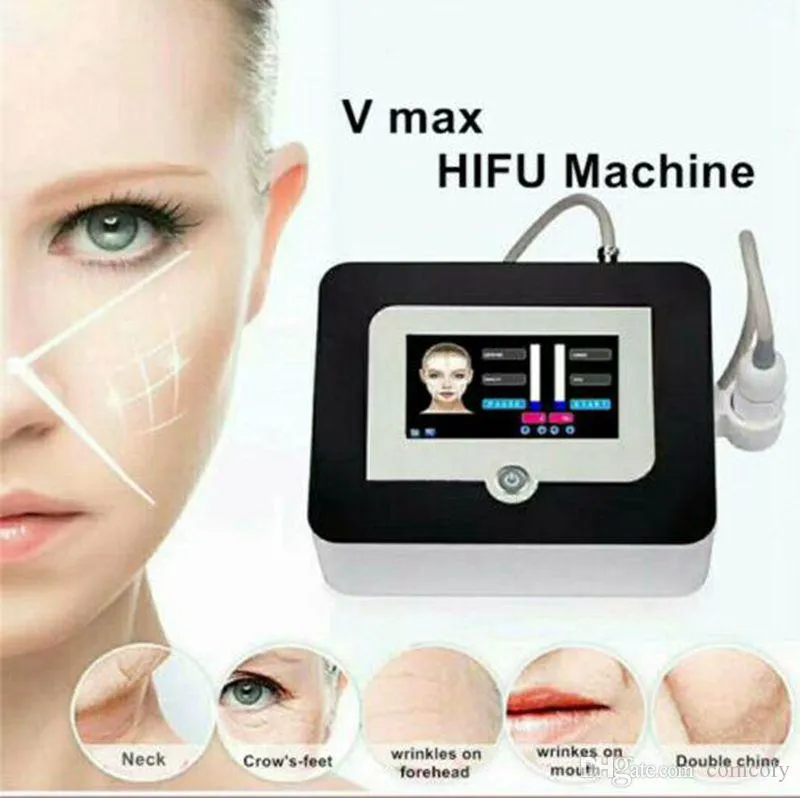 Vmax Hifu Machine Hög intensitet Fokuserad Ultraljudsytan Lyftande rynkborttagning med 1,5 mm, 3,0 mm, 4,5 mm patroner CE