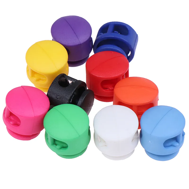 10pcs Multi Colors Plastic Paracord Cord Lock Clamp 2 Hole Toggle Clip Stopper Shoelace Cord Buckles Bag Parts Accessoris