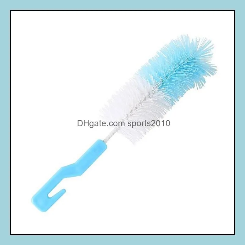 Food Grade Baby Milk Bottle Cleaning Brush With Hook Mix Colors Convenient Water Bottles Brush Feeding Water Cup Brush LX1604