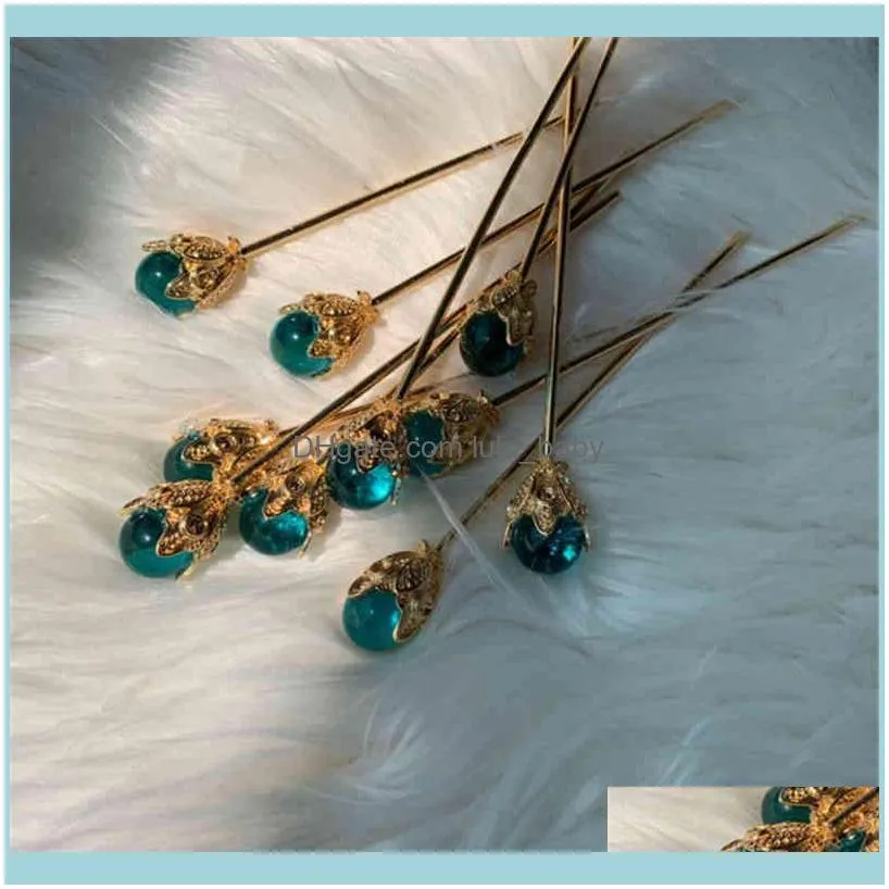 1Pcs Blue Claw Direct Pearl Plate pin Red White Bridal Headdress Hair Sticks Jewelry Ornaments Chinese Ancient Style