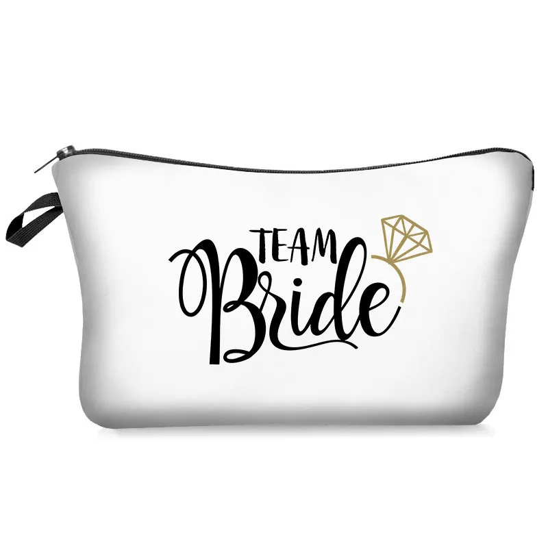 Digital Printed Bridesmaid Makeup Bag Team Bride Tribe to be Makeup Gift Bag Proposal Wedding Bachelorette Party Cosmetic Pouch