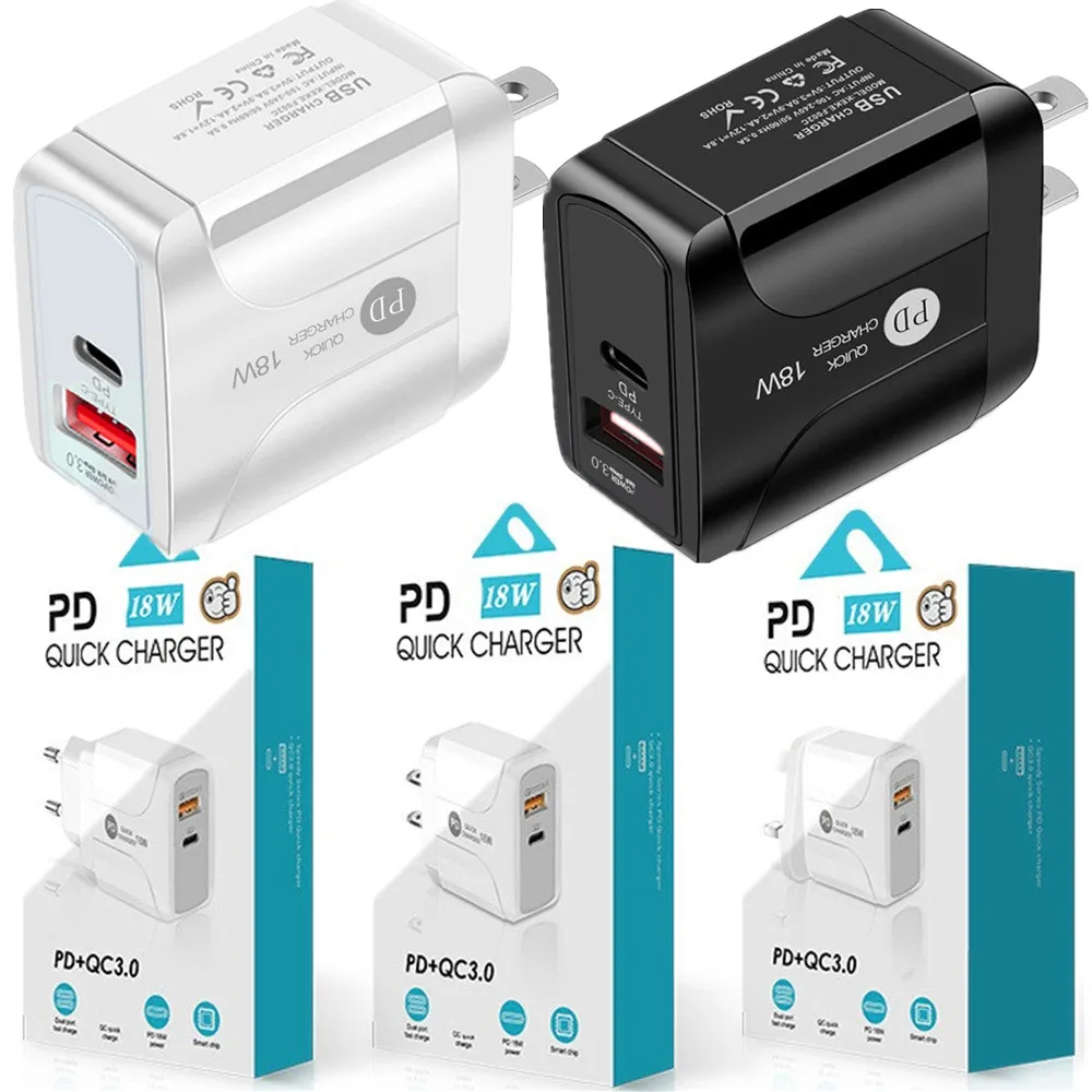 Alta velocidad 25W 20W 18W UE EE. UU. AC Home Travel PD Cargador USb-C Tipo c Adaptadores de corriente para iPhone 15 11 12 13 14 Samsung S10 S20 HTC Android Phone PC