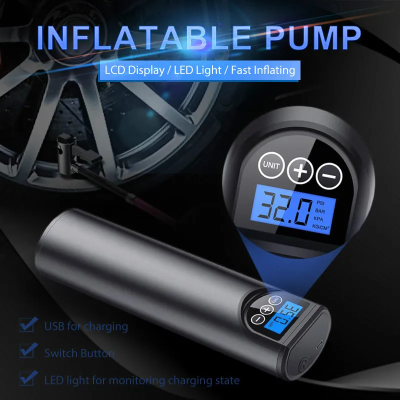 12V 150PSI Tragbarer Auto-Luftkompressor Mini aufblasbare elektrische Pumpe für wiederaufladbare Fahrradpumpen mit LED-Notlicht