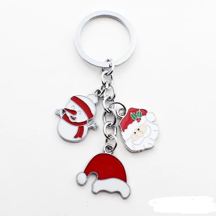 Creativity Christmas Series Santa Snowman Keychain Zinc alloy Pendant Gifts Decoration for Home Xmas Decor DH8766