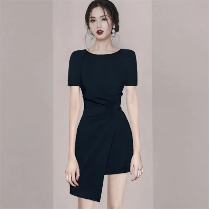 Vintage Black Chiffon Mini Dress With O Neck And Short Sleeves  Asymmetrical  Hem For Womens Party & Office Wear From Long005, $62.87 In Bulk | DHgate.Com
