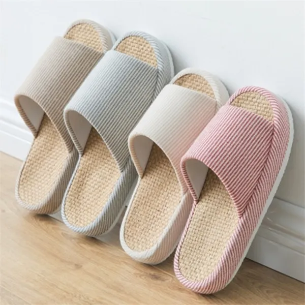 Comfortabele Unisex Bed Slippers Dames Designer Home Linnen Strandschoenen Harajuku Bohemia Style Slides Vrouwelijke Flip Flops Y1120