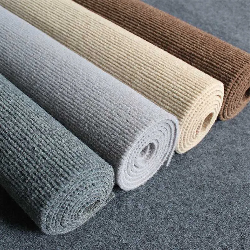 Anti-skid tapijt gesneden aangepast vol met woonkamer stap trappen tapijt buitenvloer mat effen kleur gestreept geborsteld tapijt 211204