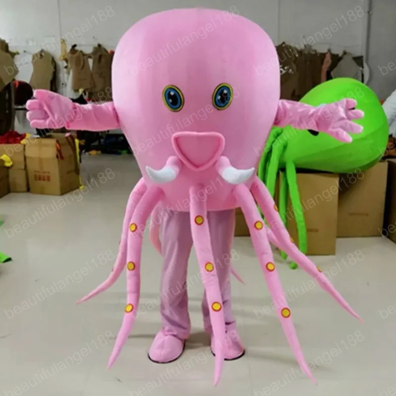 Halloween roze groene octopus mascotte kostuum hoge kwaliteit aanpassen cartoon pluche dier anime thema karakter volwassen maat kerstcarnaval fancy jurk