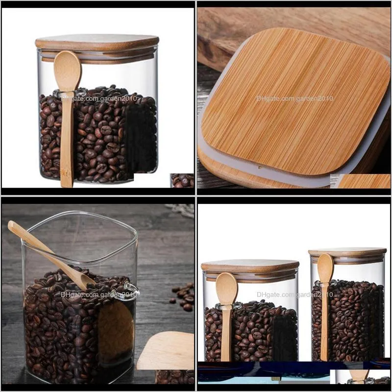 2 pcs with spoon sealed jar storage tank condiment coffee beans tank sugar storage bottle box 800ml s & 1200ml l