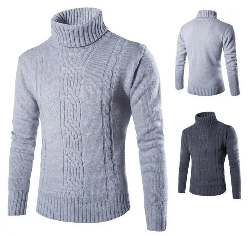 Maglioni da uomo Maglione maschile Pullover Sottile Caldo Solido Risvolto alto Jacquard Copertura Abbigliamento britannico Dolcevita da uomo