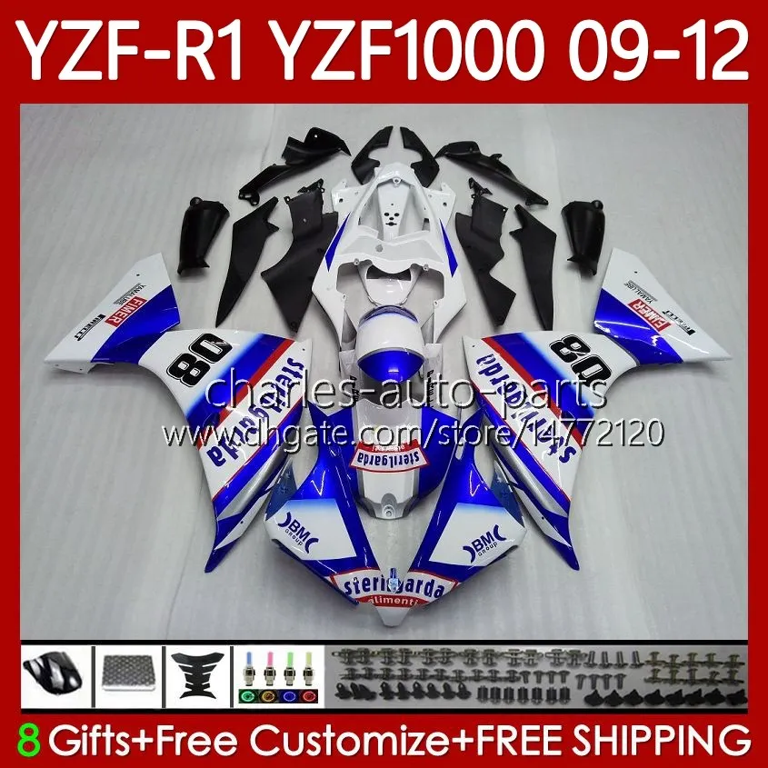 Yamaha YZF-R1 YZF1000 YZF 1000 CC R 1 2009-2012ボディワーク92NO.16 1000cc YZF R1 YZFR1 09 10 11 12 YZF-1000 2009 2011 2011 2012フェアリングキットブルーホワイトBLK