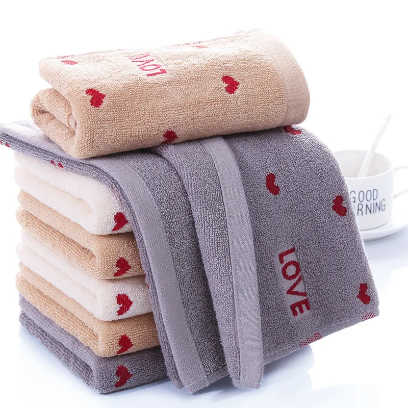 Toalha de algodão puro Novo casal absorvente macio amor para lavagem de rosto Towels Presente de feriado de férias Multi-Color Opcional WH0054