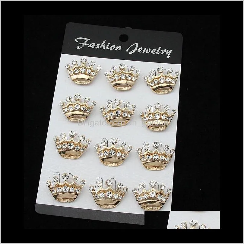 fashion silver tone clear crystal crown brooch man women rhinestone diamante pins wedding jewelry brooches corsage breastpin