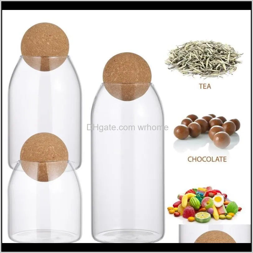 3pcs transparent glass storage tank borosilicate sealed grains container with cork bottles & jars