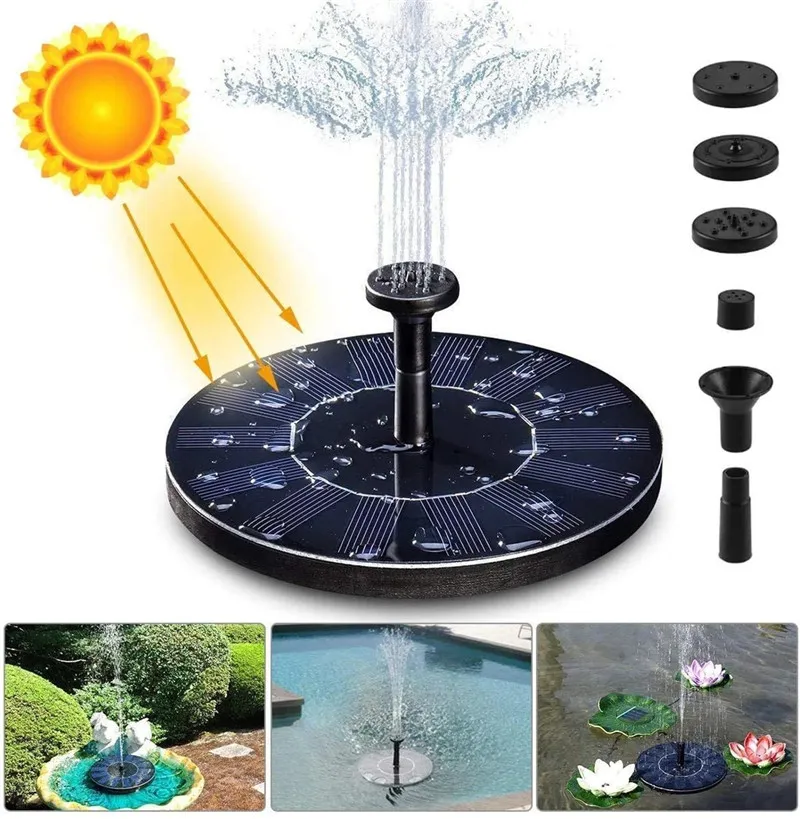 Outdoor Solar Powered Water Fountain Pump Floating Bird Bath Garden Pond Vattenkit för trädgårdsdekorationer