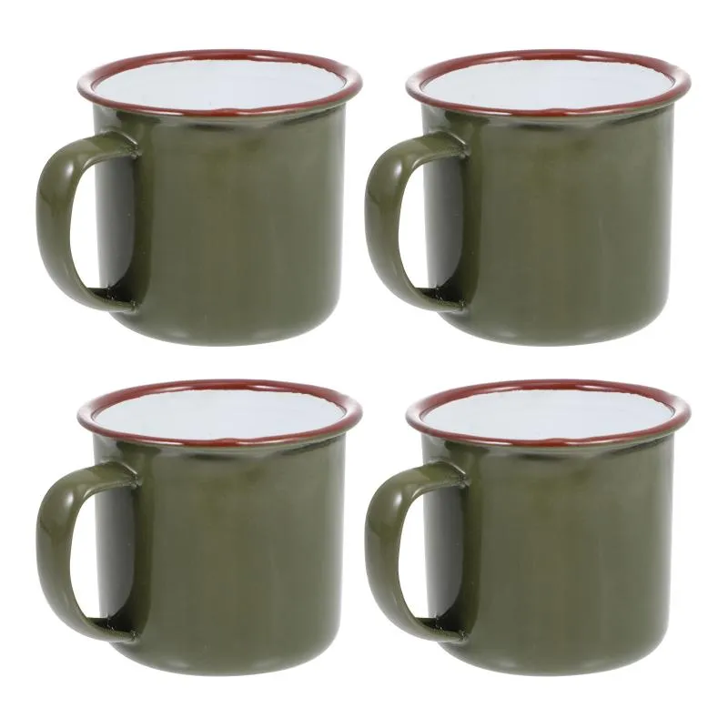 Tasses à eau Vintage en émail, 4 pièces, tasses à thé résistantes à la chaleur (vert)