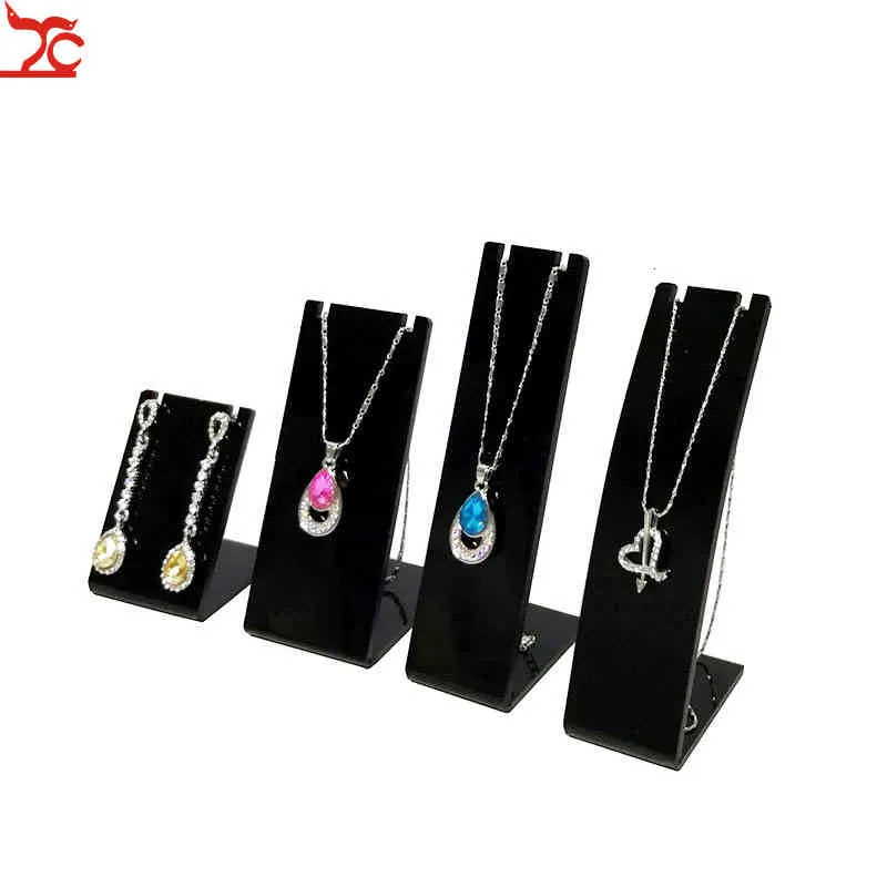 Akrilik kolye jewellry ekran tutucu küpe kolye damızlık takı sergi raf beyaz siyah şeffaf mücevher l şekli standı