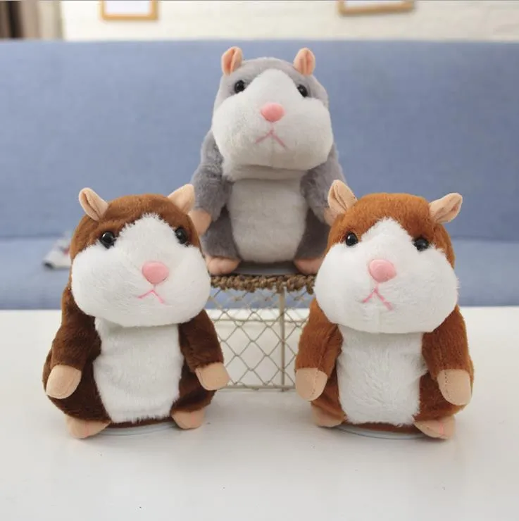 Animais de pelúcia falando hamster rato animal de estimação brinquedo de pelúcia fofo fala sadio registro hamster falando recorde rato recheado crianças brinquedo 1000pcs dw5437