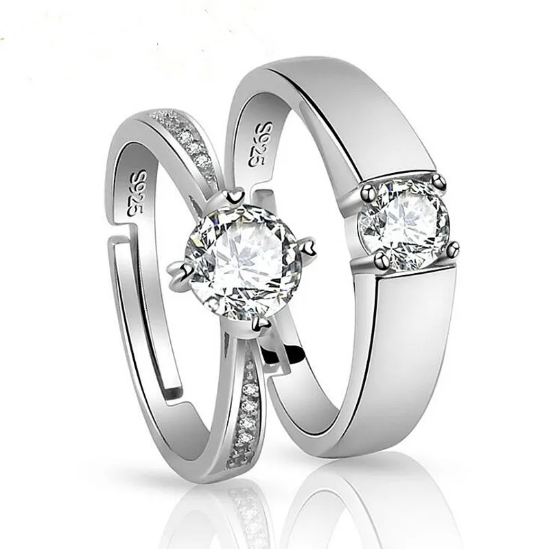 Luxury Fashion S925 Silver Bröllop Solitaire Ring Zircon Moissanite Män och Kvinnor Smycken Lovers Present