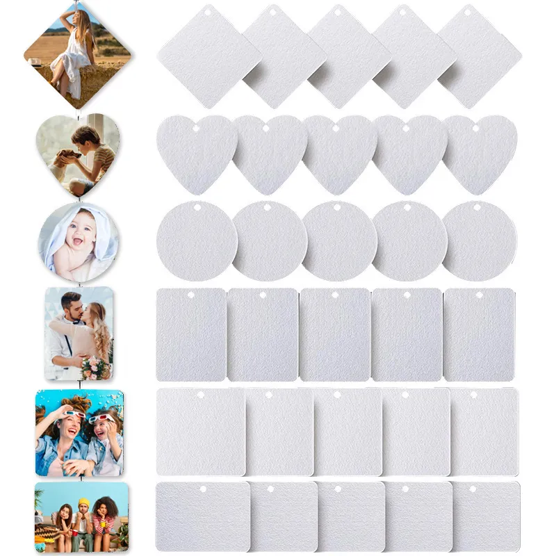 Sublimação do coração sentiu refrogeradores de ar de carro em branco folhas penduradas 30 pcs / set