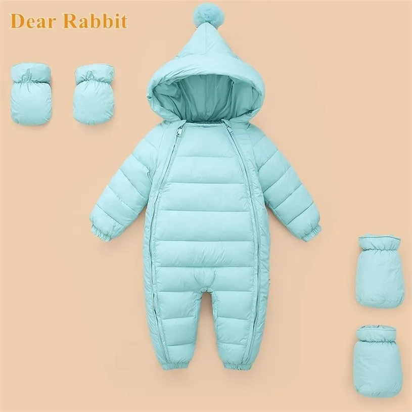 Mode Höst Vinter Romper Spädbarn Barn Babies Jumpsuit Baby Boy Girl Snow Overaller för Kids Suit Snowsuit 211229