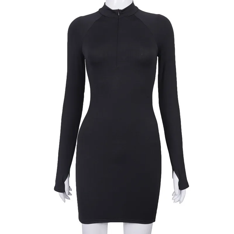 knee length dresses for ladies Final Sale Plus Size Deep Faux Wrap Long Sleeve Bandage BodyCon Dress –  Chic And Curvy main image 0