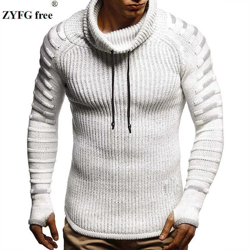 Winter Mannen mode casual trui heren warm houden gebreide trui coltrui effen kleur Trui voor mannen jas plus size T200402