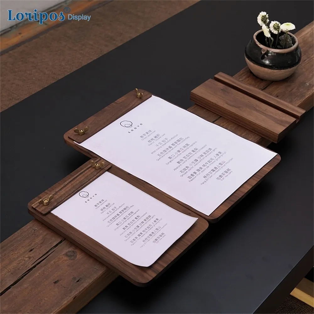 Vite in ottone nero noce caffè scrittura elenco fatture cartella pad singolo supporto menu piastra ristorante ordinazione raccoglitore stecca di carta