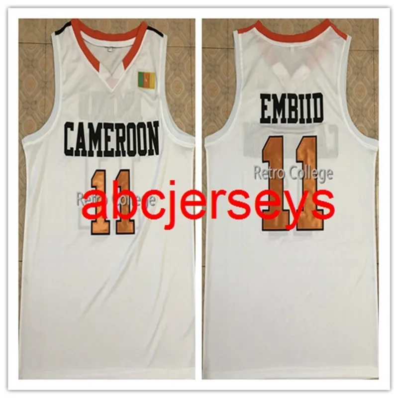 11 Joel Embiid Team Kameroen Retro Classic Throwback Basketbal Jersey Gestikt Custom Elk Nummer Naam jerseys Ncaa XS-6XL