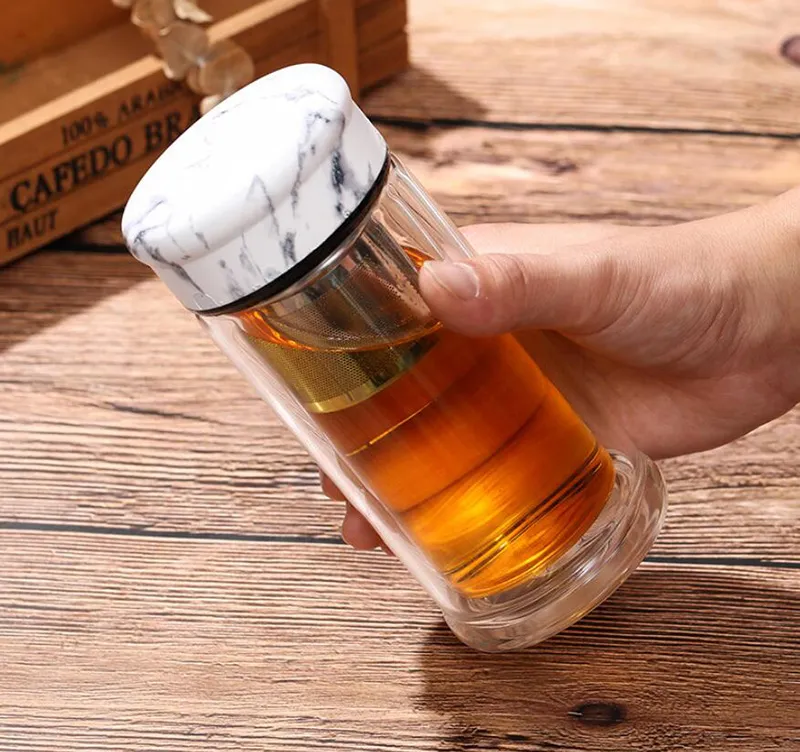 Wood-Grain-Double-Glass-Water-Bottle-With-Tea-Infuser-Leakproof-High-Borosilicate-Glass-Smart-Bottles-220ML(8)