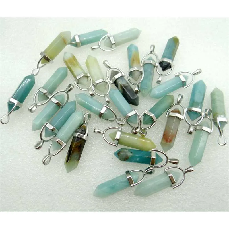 Doğal taş s lapis kaplan göz opal kristal kuvars cazibe kolyeler için DIY mücevher yapım kolye aksesuarları 24pcs 211014261o