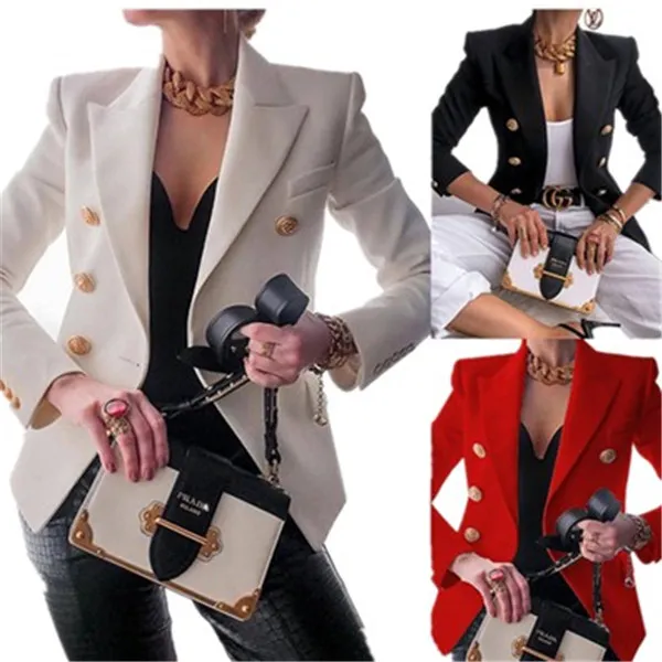 Ternos femininos blazers nova cor sólida moda sexy multi botões verão e outono casual terno escritório wear elegante casaco curto