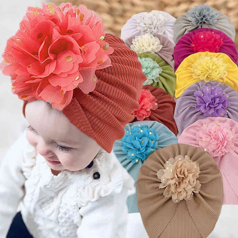 Uroczy Błyszczący Kwiat Baby Hat Turban Cute Bow Solid Color Girls Boys Faules Soft Noworodek Niemowlę Kapituł