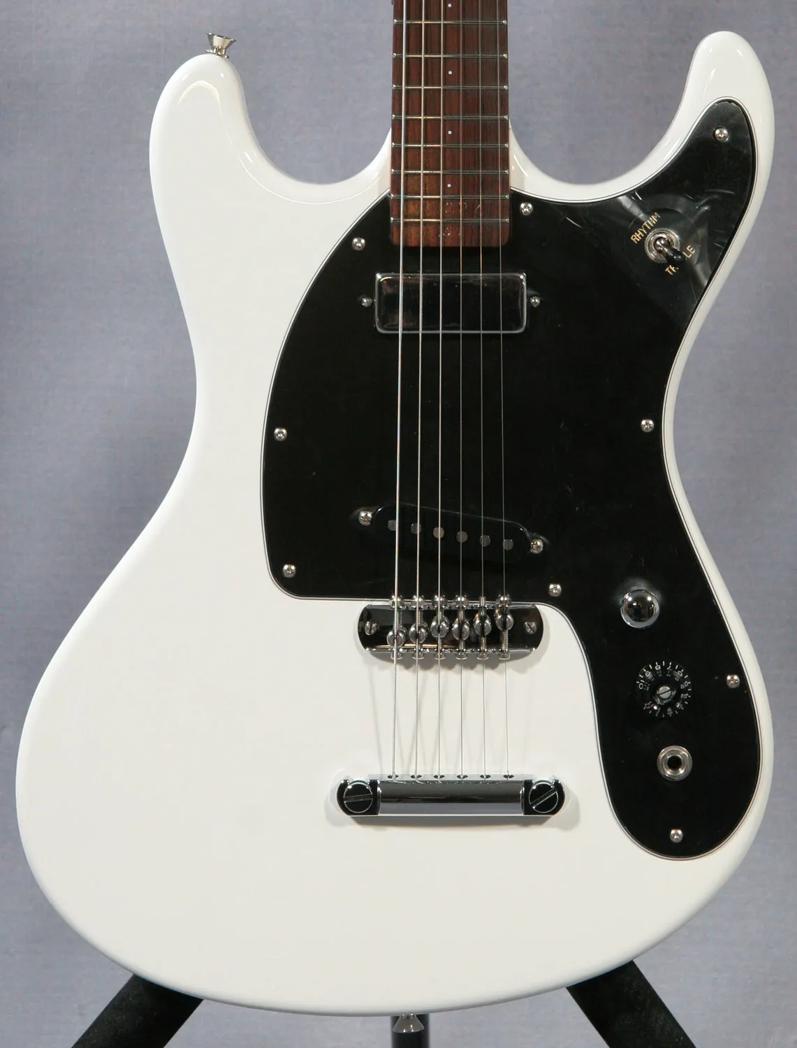 White Electric Guitar with Mahogany Body Mini Humbucker Tune A Matic Bridge Grover Tuners